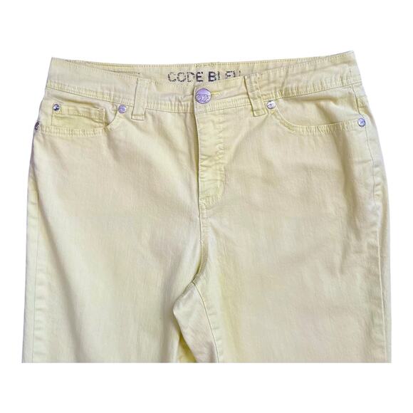 CODE BLEU Womens Size 10 Yellow Ankle Crop Denim Jeans 23.5" Inseam - Picture 4 of 7